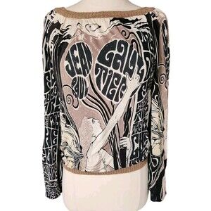 Jean Paul Gaultier Vintage 90s Y2K Blouse Womens Size XS Mucha Art Nouveau Silky